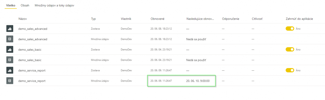 Nastavenie Power BI - plánovaná obnova