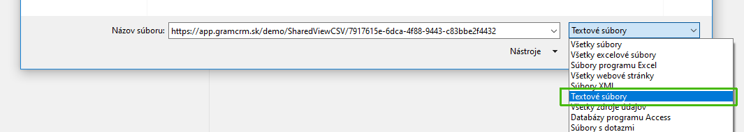 Import dát z CRM systému do Excelu