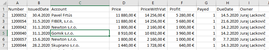 Import dát z CRM systému do Excelu
