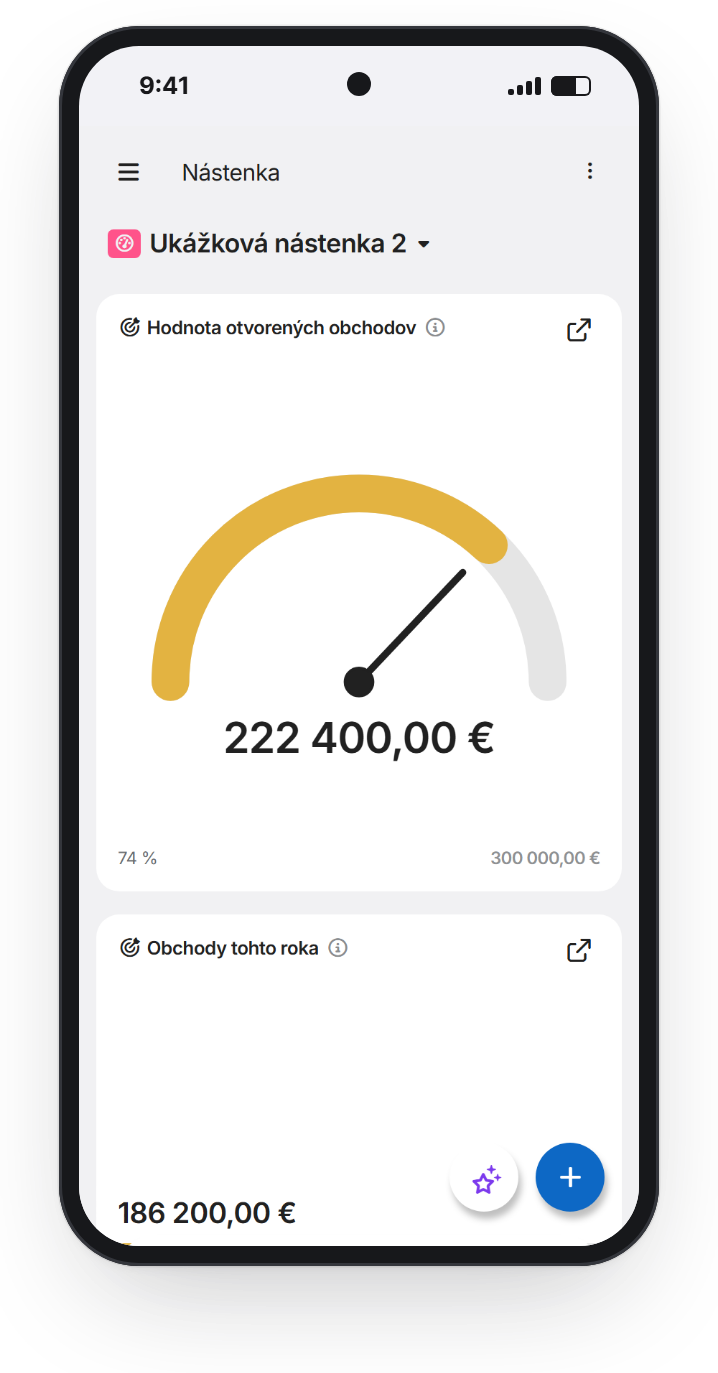 Nástenka v mobile: ukazovateľ priebehu ako budík